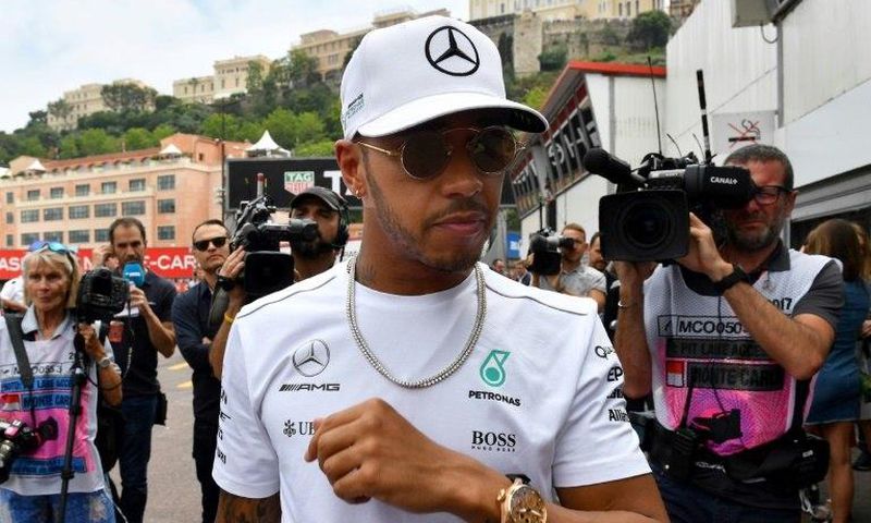 Mercedes' British driver Lewis Hamilton arrives in the pits during the second practice session at the Monaco street circuit, on May 25, 2017, ahead of the Monaco Formula One Grand Prix