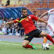 Rodrigo Sousa of East Timor (L) and Amer Abdulrahman of UAE (R) fight for the ball during the 2018 FIFA World Cup qualifier at Shah Alam Stadium in Shah Alam, outside Kuala Lumpur on June 16, 2015