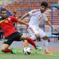 Rodrigo Sousa of East Timor (L) and Amer Abdulrahman of UAE (R) fight for the ball during the 2018 FIFA World Cup qualifier at Shah Alam Stadium in Shah Alam, outside Kuala Lumpur on June 16, 2015