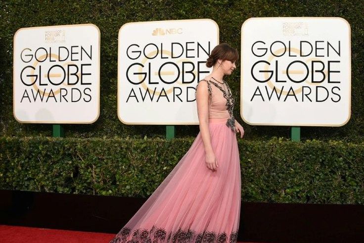 Felicity Jones arrives at the 74th annual Golden Globe Awards, January 8, 2017, at the Beverly Hilton Hotel in Beverly Hills, California