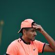 Nick Kyrgios of Australia reacts to his serve against Mischa Zverev of Germany during their men's singles match at the Shanghai Masters on October 12, 2016