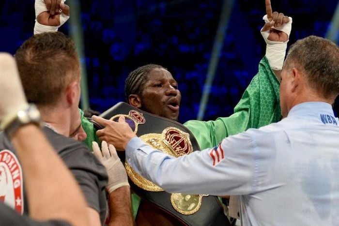 Hassan N'Dam (C) wins the World Boxing Association middleweight title on a split decision despite having been knocked down by Ryoya Murata
