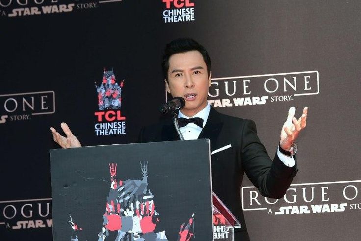 Martial arts actor Donnie gestures while speaking at his Hand and Foot prints ceremony in front of the TCL Chinese Theater on November 30, 2016 in Hollywood, California