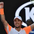 Germany's world number 50 Mischa Zverev celebrates his victory against Britain's Andy Murray during their fourth round match at the Australian Open in Melbourne on January 22, 2017