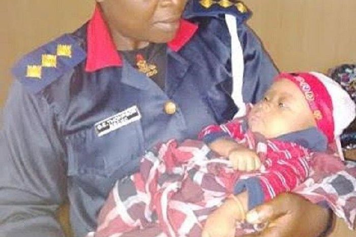 The lucky baby is now alive and kicking