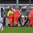 Juventus' defender Andrea Barzagli leaves the pitch on a stretcher during the Italian Serie A football match against Chievo Verona on November 6, 2016
