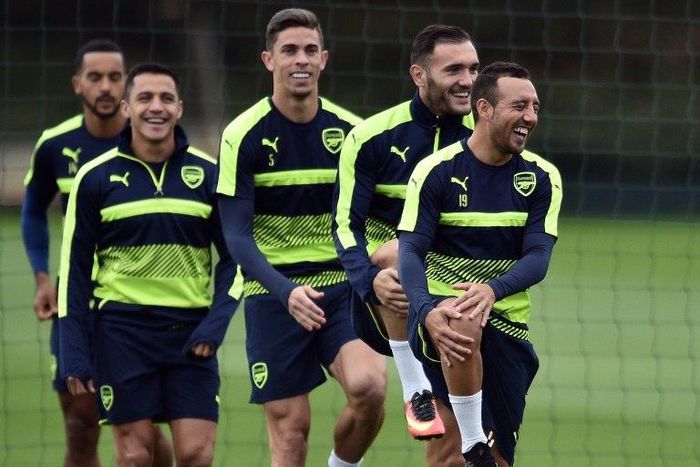 Arsenal's Spanish midfielder Santi Cazorla (R) did not feature at the Emirates Stadium in a drab goalless draw with struggling Middlesbrough