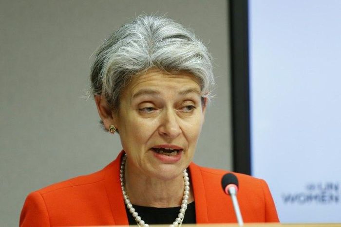 Director-General of the UN Educational, Scientific and Cultural Organization (UNESCO), Irina Bokova speaks during a press conference in New York on September 20, 2016