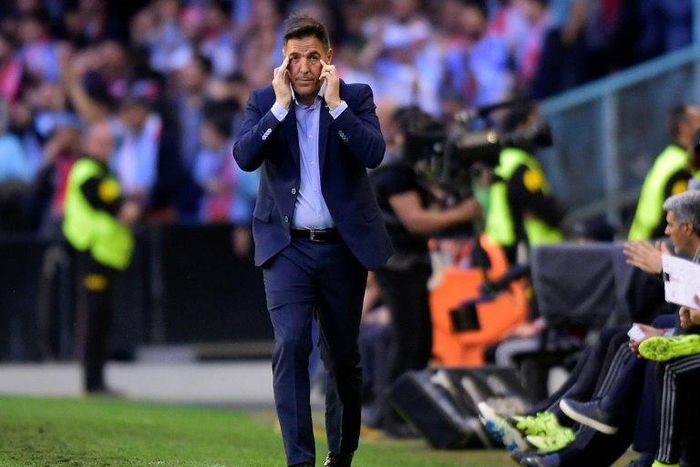 Celta Vigo's coach Eduardo Berizzo, pictured on May 4, 2017, made nine changes from the side during their match against Manchester United FC that ended with them losing 1-0