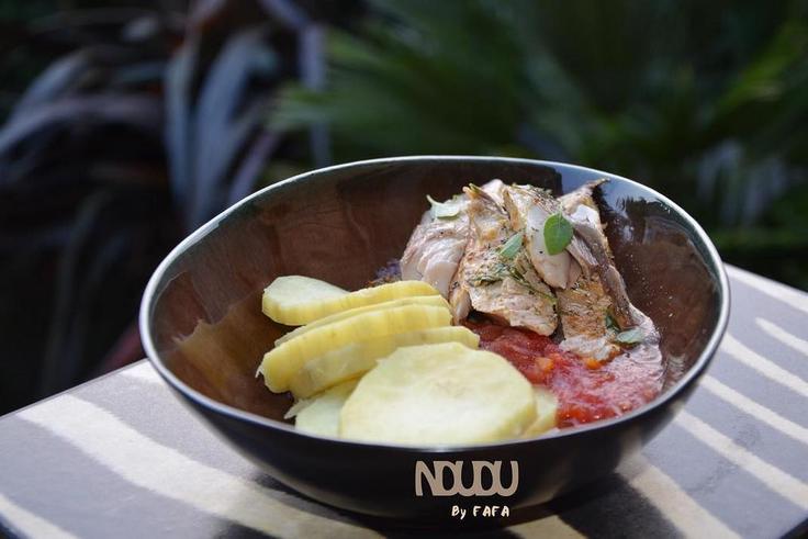 How to prepare boiled sweet potatoes, grilled mackerel and tomato salsa (Ndudu by fafa)
