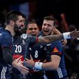 (From L) France's centre back Nikola Karabatic, France's centre back Daniel Narcisse and France's right back Nedim Remili celebrate after winning the 25th IHF Men's World Championship 2017 final handball match between France and Norway