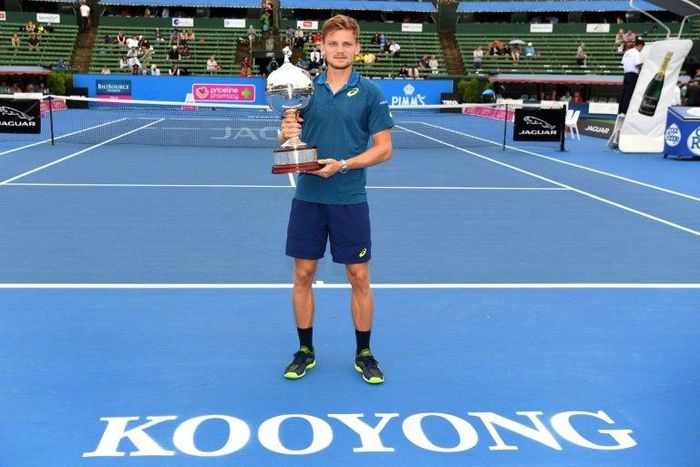 David Goffin retains his Kooyong Classic title, beating Ivo Karlovic on a day of rain interruptions