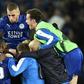 Leicester City players celebrate their dramatic Champions League victory against Sevilla on March 14, 2017