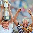 South African football legend and current national technical director of football, Neil Tovey, pictured after 1996 Africa Cup of Nations win with then-President Nelson Mandela, had a previous heart health scare while playing squash in 2015