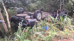 A saloon car is said to have crashed into one of the black SUVs in the vice-president’s convoy, causing it to somersault several times.