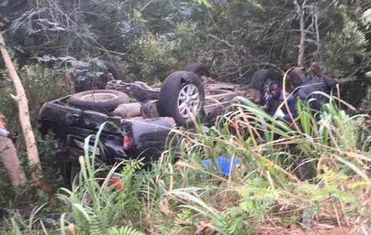 A saloon car is said to have crashed into one of the black SUVs in the vice-president’s convoy, causing it to somersault several times.