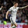 Real Madrid's midfielder Toni Kroos celebrates a goal during the UEFA Champions League round of 16 first leg football match against SSC Napoli February 15, 2017