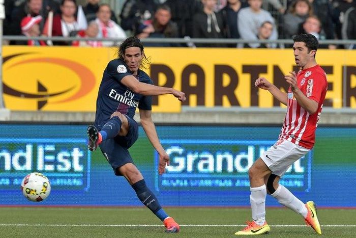 Edinson Cavani (left) scored again as Paris Saint-Germain beat Ligue 1 strugglers Nancy 2-1