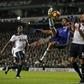 Chelsea's striker Diego Costa (2nd L) attempts a bicycle kick during the English Premier League football match against Tottenham Hotspur at White Hart Lane in London, on January 4, 2017