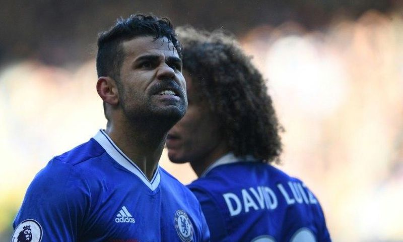 Chelsea striker Diego Costa celebrates after scoring against West Bromwich Albion at Stamford Bridge in London on December 11, 2016