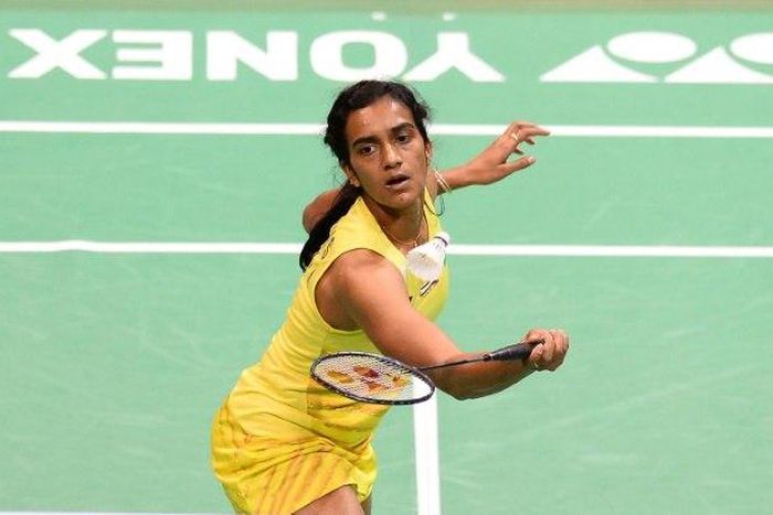 India's PV Sindhu plays against Spain's Carolina Marin during the women's singles final at the India Open badminton tournament in New Delhi on April 2, 2017