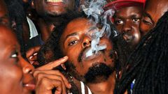 Revellers smoking bhang at a past event.