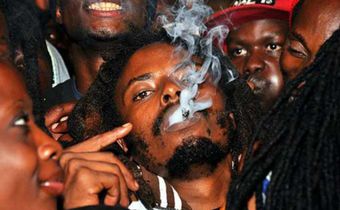 Revellers smoking bhang at a past event.