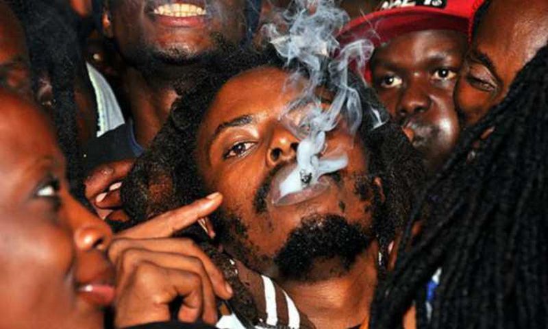Revellers smoking bhang at a past event.