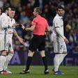 Real Madrid's Gareth Bale (3rd L) argues with the referee during their Spanish La Liga match against Las Palmas, at the Santiago Bernabeu stadium in Madrid, on March 1, 2017