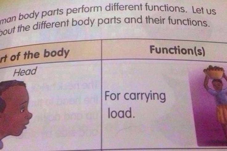 Textbook depicting the head as ‘load carrier’