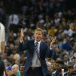 Head coach Steve Kerr of the Golden State Warriors talks to the referee during a game against the Oklahoma City Thunder November 3, 2016