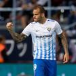Malaga's forward Sandro Ramirez celebrates after scoring during the Spanish league football match Malaga CF vs Sevilla FC at La Rosaleda stadium in Malaga on May 1, 2017