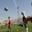 Afak Relizane's players attend a training session in the Algerian city of Relizane