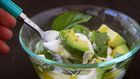 Avocado and Basil Greek yoghurt parfait