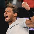 Rafael Nadal celebrates victory against Gael Monfils in the fourth round of the Australian Open in Melbourne on January 23, 2017
