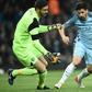 Manchester City's Spanish midfielder Nolito (R) vies with Celtic's Scottish goalkeeper Craig Gordon during the UEFA Champions League group C football match between Manchester City and Celtic on December 6, 2016