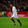 Sevilla's forward Stevan Jovetic celebrates after scoring their 2-1 victory goal during the Spanish league football match Sevilla FC vs Real Madrid CF at the Ramon Sanchez Pizjuan stadium in Sevilla on January 15, 2017