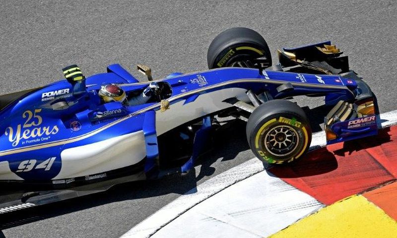 Sauber's German driver Pascal Wehrlein steers his car during the first practice session of the Formula One Russian Grand Prix at the Sochi Autodrom circuit in Sochi on April 28, 2017