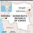 Map of the DRC locating Eringeti, North Kivu