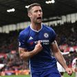 Chelsea's defender Gary Cahill celebrates after scoring during the English Premier League football match against Stoke City March 18, 2017
