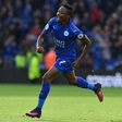 Leicester City's midfielder Ahmed Musa celebrates after scoring the opening goal of the English Premier League football match between Leicester City and Crystal Palace at King Power Stadium in Leicester, central England on October 22, 2016
