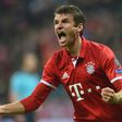 Bayern Munich's striker Thomas Mueller celebrates after the first goal during the UEFA Champions League group D football match FC Bayern Munich vs PSV Eindhoven in Munich, on October 19, 2016