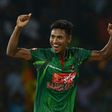 Bangladesh cricketer Mustafizur Rahman celebrates after dismissing Sri Lankan cricketer Chamara Kapugedera during their second T20 match against Sri Lanka in Colombo on April 6, 2017