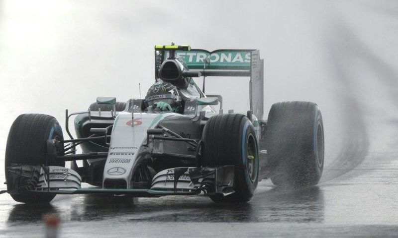 Nico Rosberg drives his Mercedes in a practice session for the 2015 Russian Formula One Grand Prix at Sochi