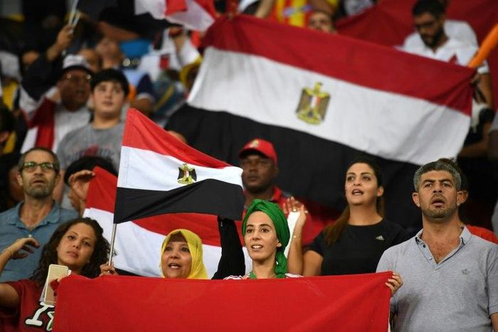 Egypt supporters attend the 2017 Africa Cup of Nations group D football match between Egypt and Ghana in Port-Gentil on January 25, 2017