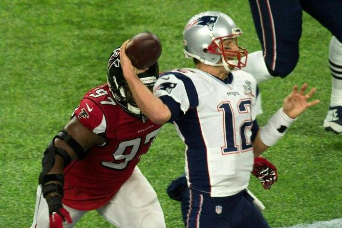 New England Patriots' quarterback Tom Brady throws a pass against the Atlanta Falcons during Super Bowl 51 in Houston, on February 5, 2017
