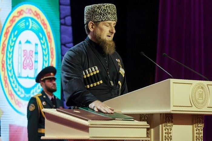 Ramzan Kadyrov, pictured taking his inaugural oath as head of Chechnya, recently posted a video of his 10-year-old son on Instagram competing in Gronzy contest, prompting concern in Russia