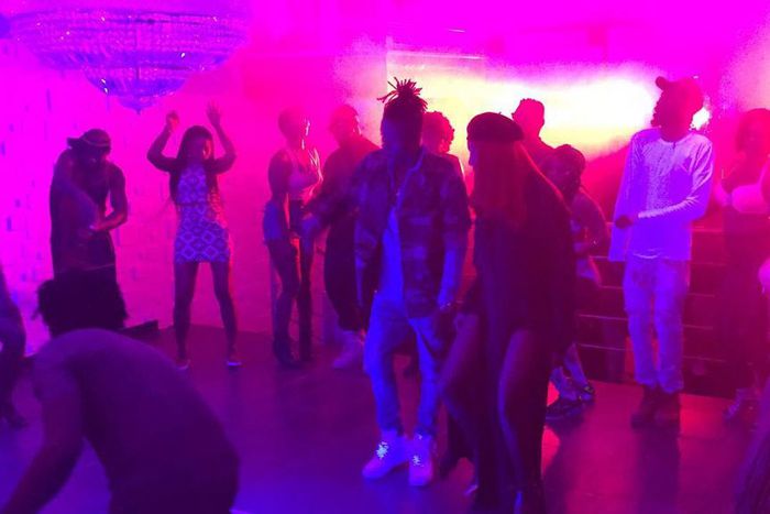 Cynthia Morgan and Stonebwoy on set for "Bubble Bup" video shoot in Nigeria