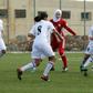 Players challenge for the ball in an exhibition game at Jordan's first women's football stadium in Amman on March 11, 2017