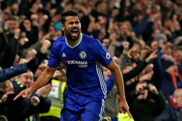 Chelsea striker Diego Costa has scored 14 goals this season, including this effort against Stoke City at Stamford Bridge on December 31